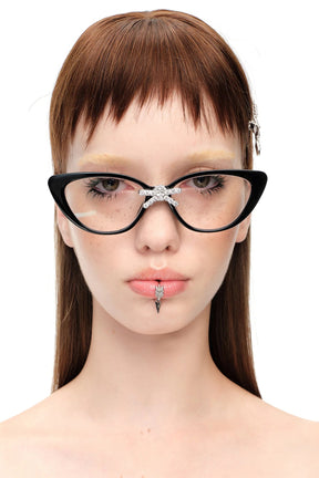 GEMSTONE BOWKNOT GLASSES MIDDLE BOW / BLK