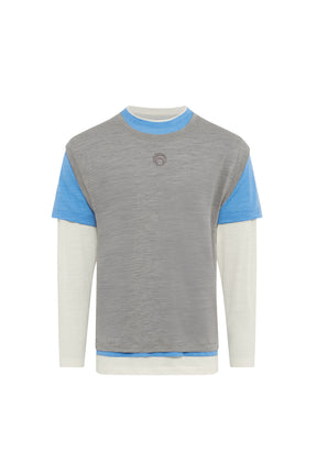 MERINO JERSEY THREE T-SHIRTS SET / YEL/BLU/GRY