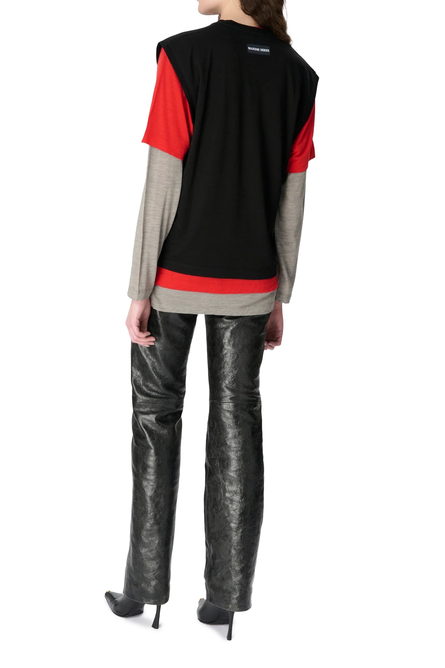 MERINO JERSEY THREE T-SHIRTS SET / GRY/RED/BLK