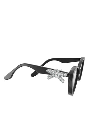 GEMSTONE BOWKNOT GLASSES SIDE BOW / BLK 