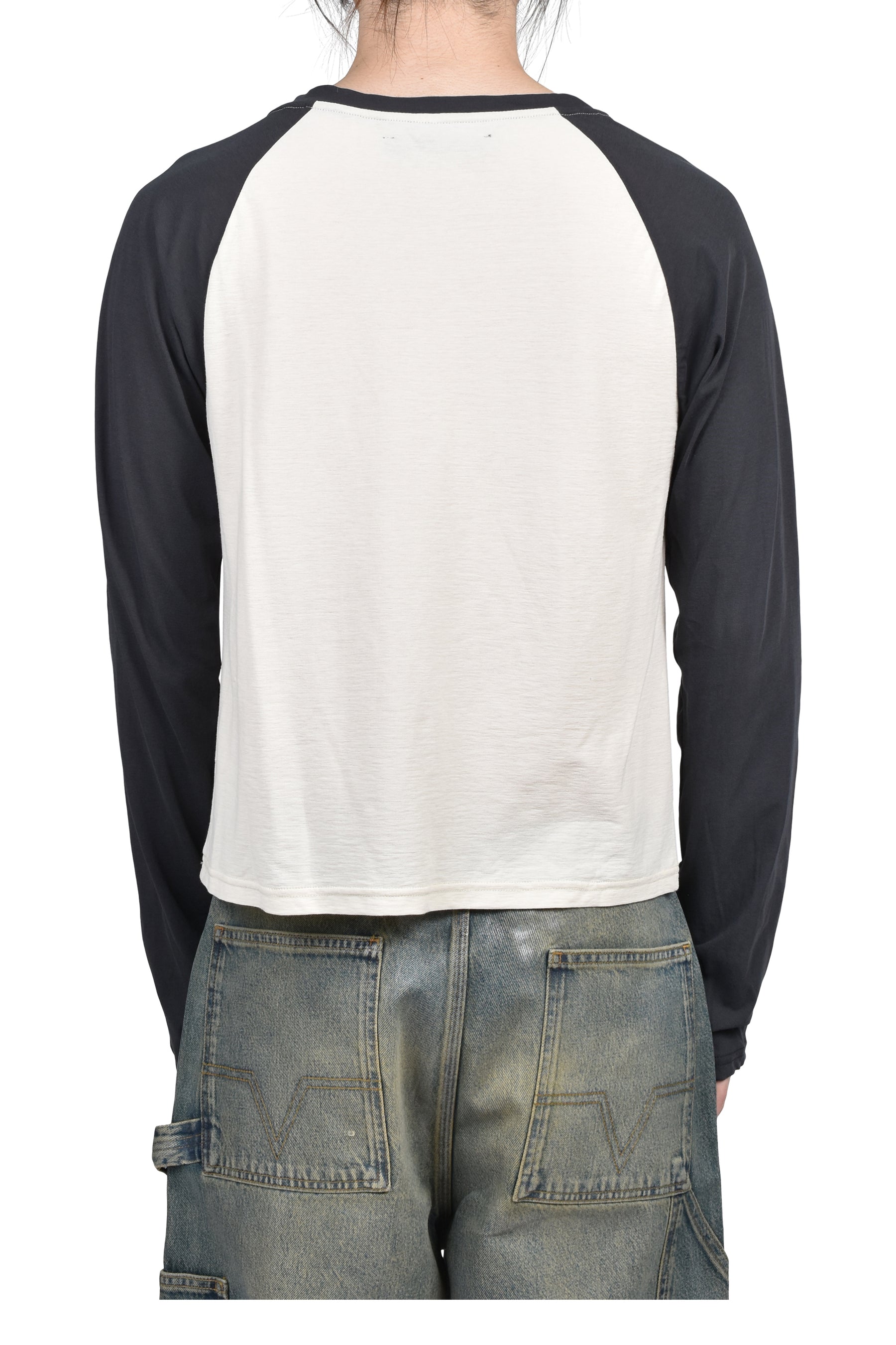 RAGLAN HENLEY NECK TEE /  BLK