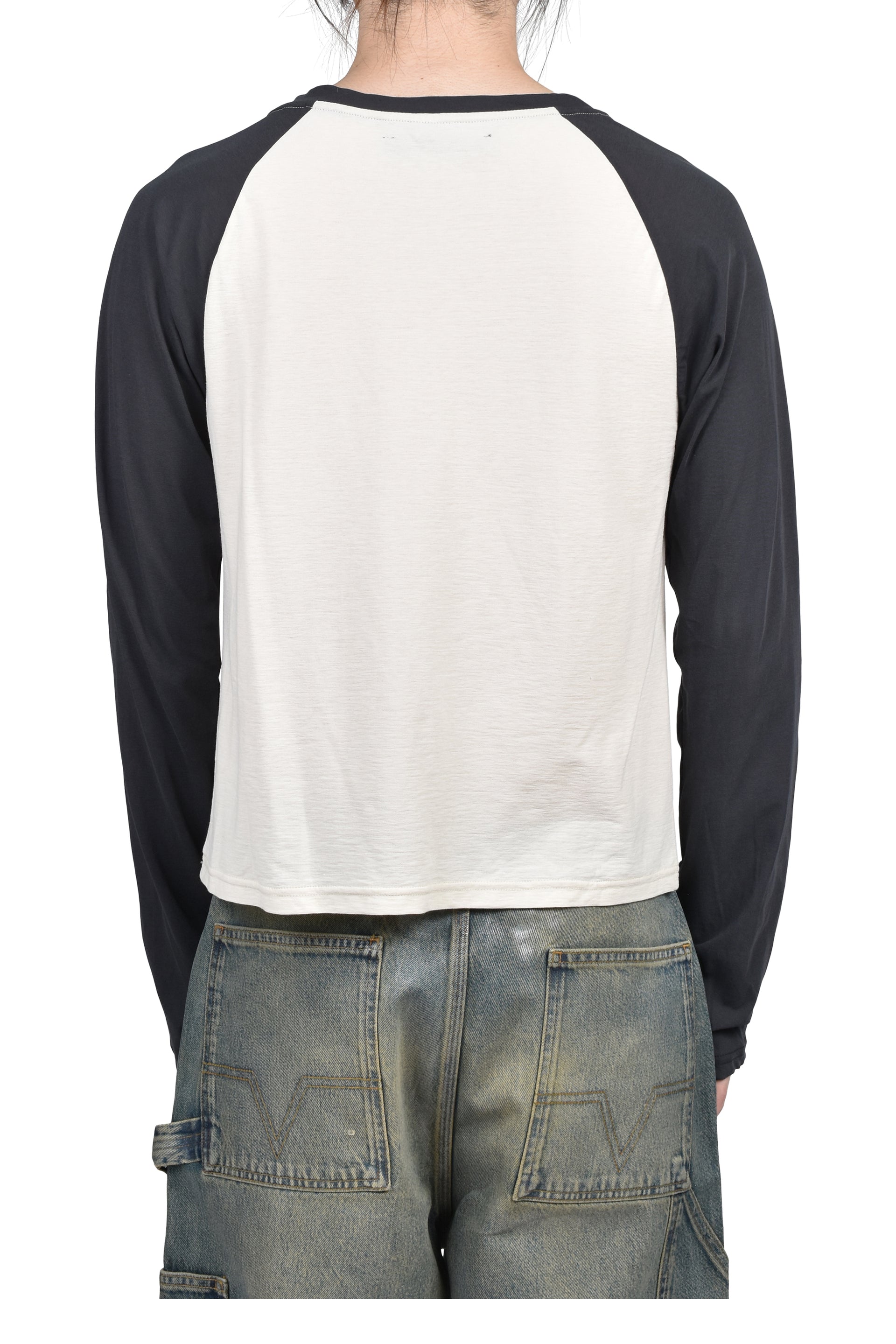 RAGLAN HENLEY NECK TEE /  BLK