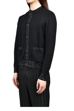 SEQUIN TRIM CARDIGAN / BLK SEQUIN