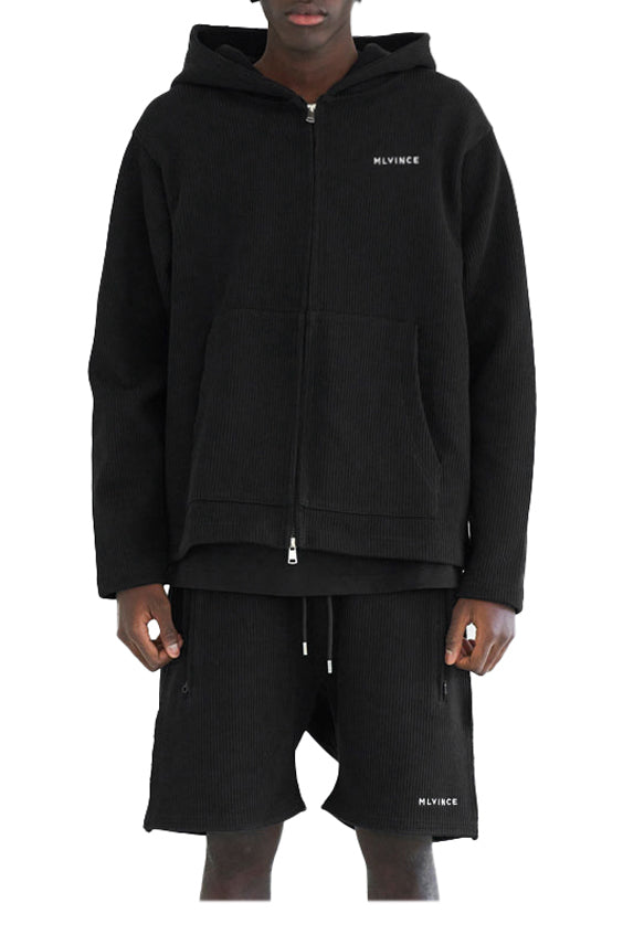 KNIT ZIP HOODY / BLK