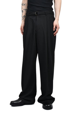 OMARI DOUBLE PLEATED TROUSERS / BLK