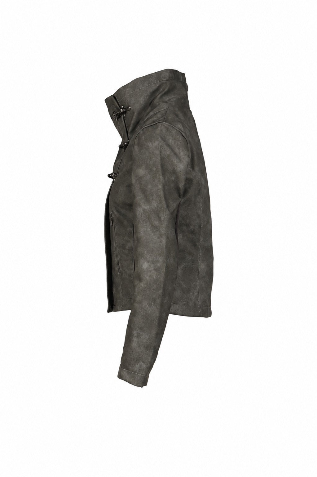 FUNNEL NECK PU JACKET / KAH