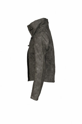 FUNNEL NECK PU JACKET / KAH