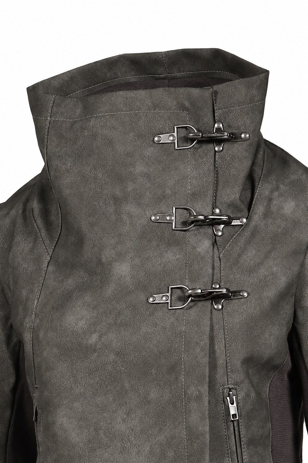 FUNNEL NECK PU JACKET / KAH
