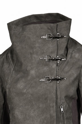 FUNNEL NECK PU JACKET / KAH