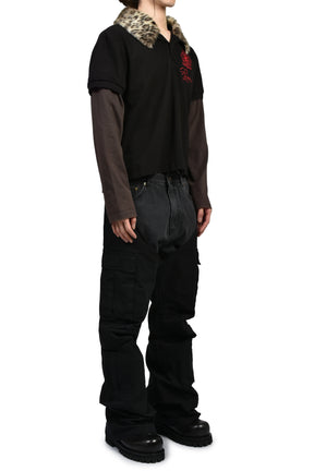 BIKER CARGO DENIM PANTS / BLK & BLK