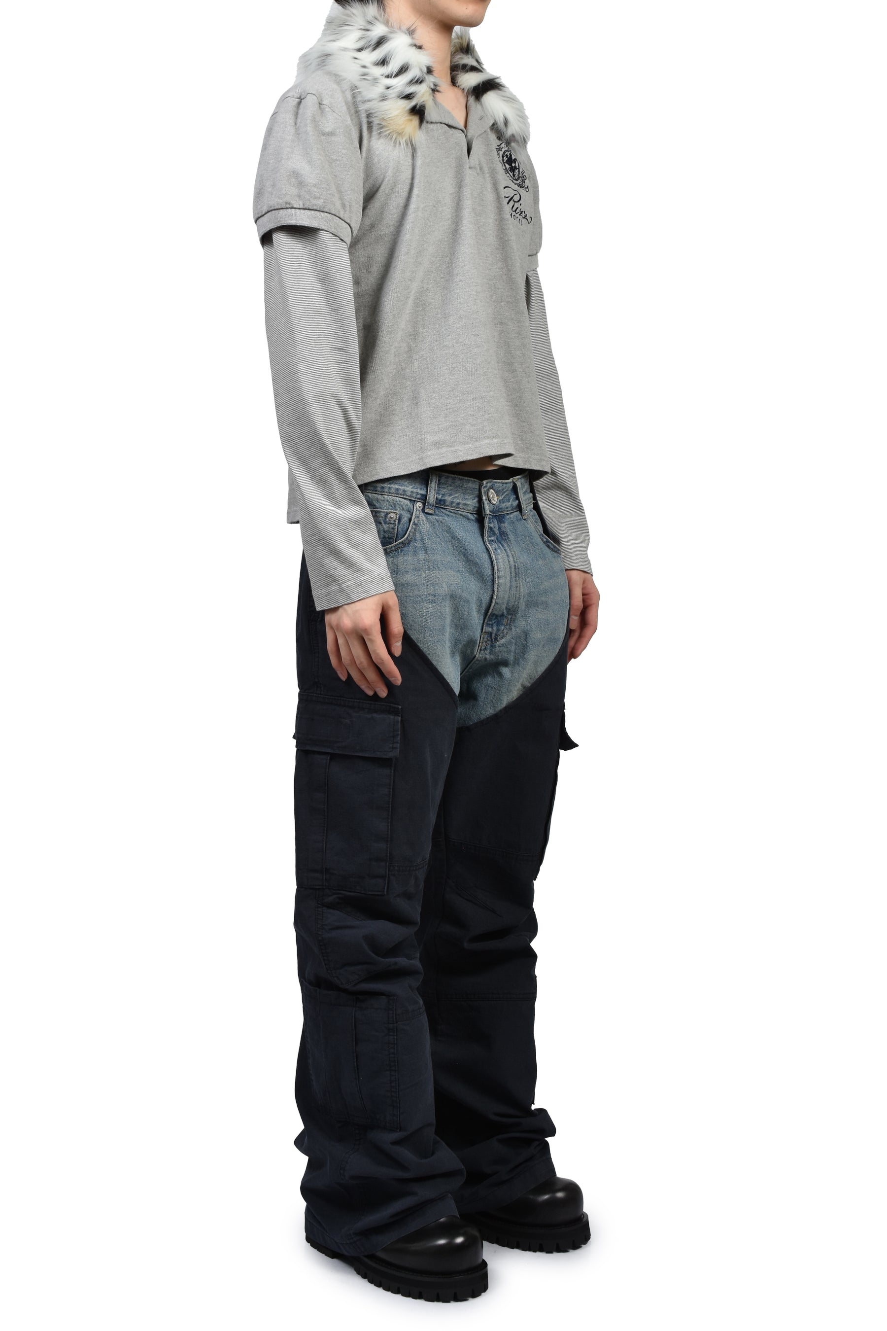 BIKER CARGO DENIM PANTS / BLU & NVY