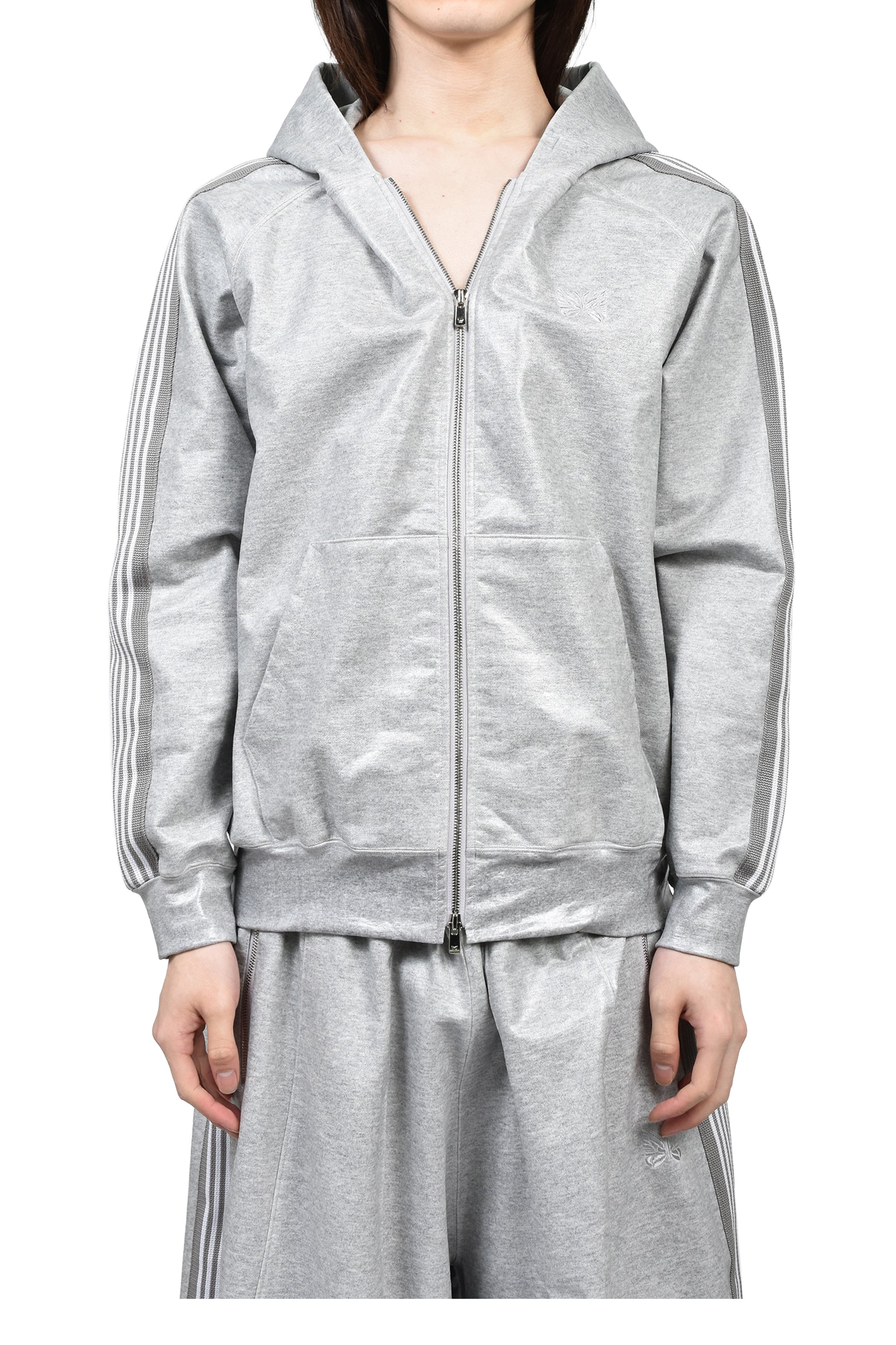 ZIPPED TRACK HOODY - COTTON JERSEY / COATING (EXCLUSIVE) / GRY