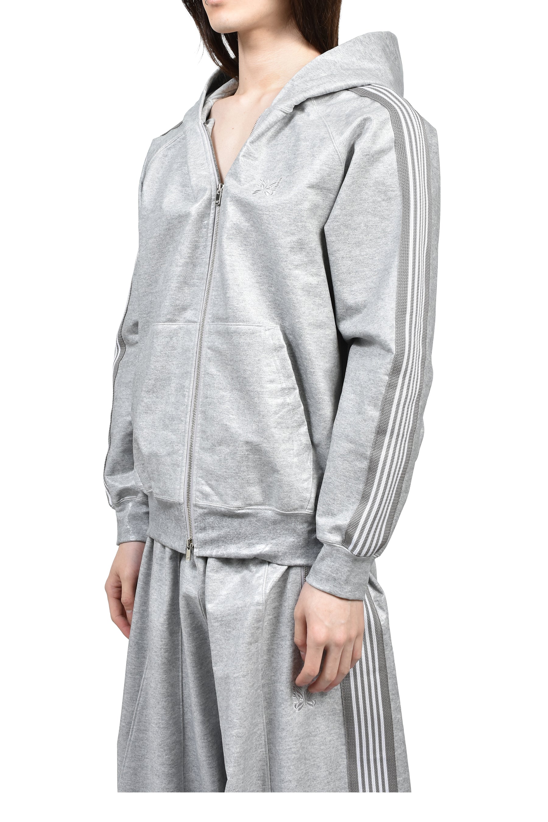 ZIPPED TRACK HOODY - COTTON JERSEY / COATING (EXCLUSIVE) / GRY