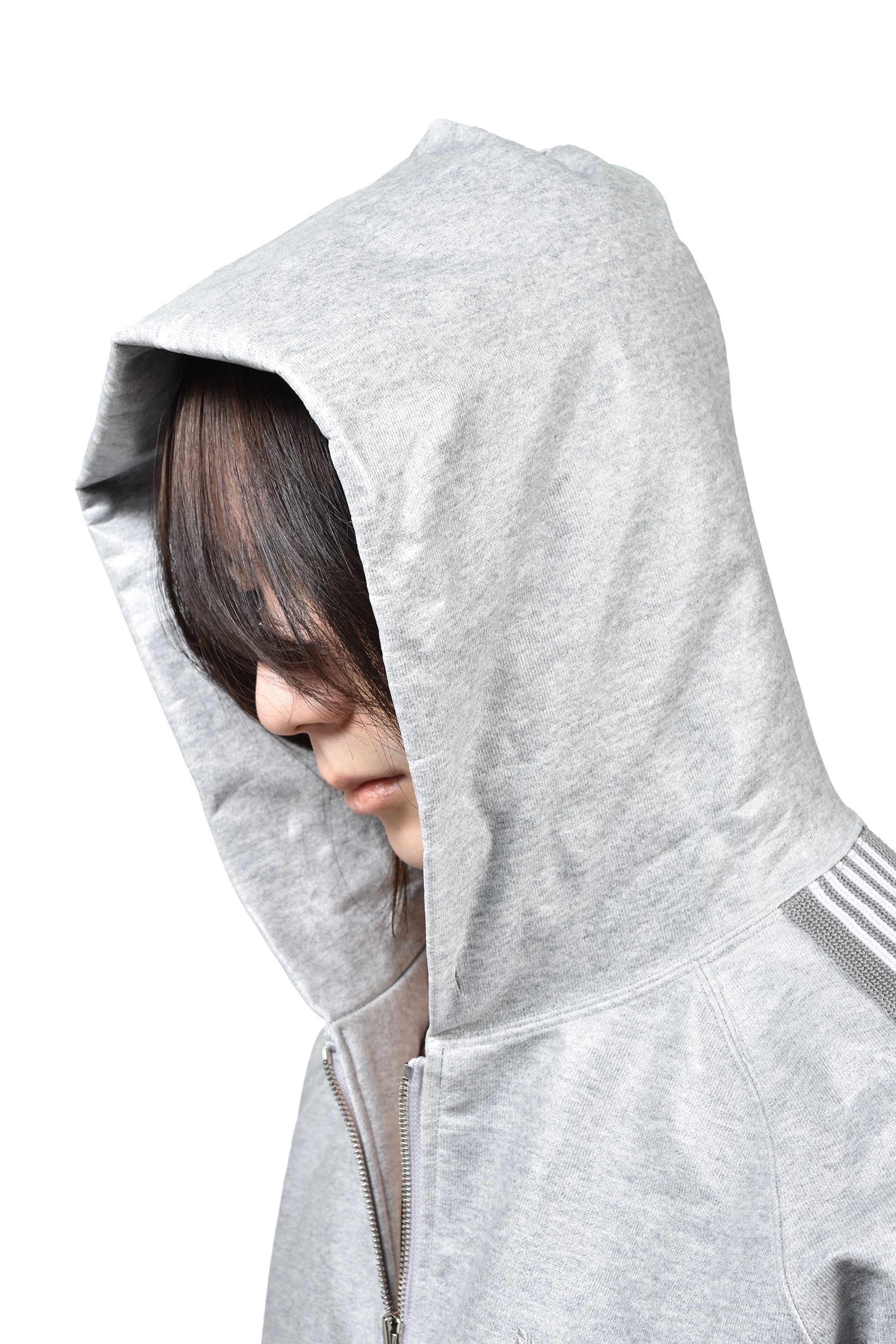 ZIPPED TRACK HOODY - COTTON JERSEY / COATING (EXCLUSIVE) / GRY