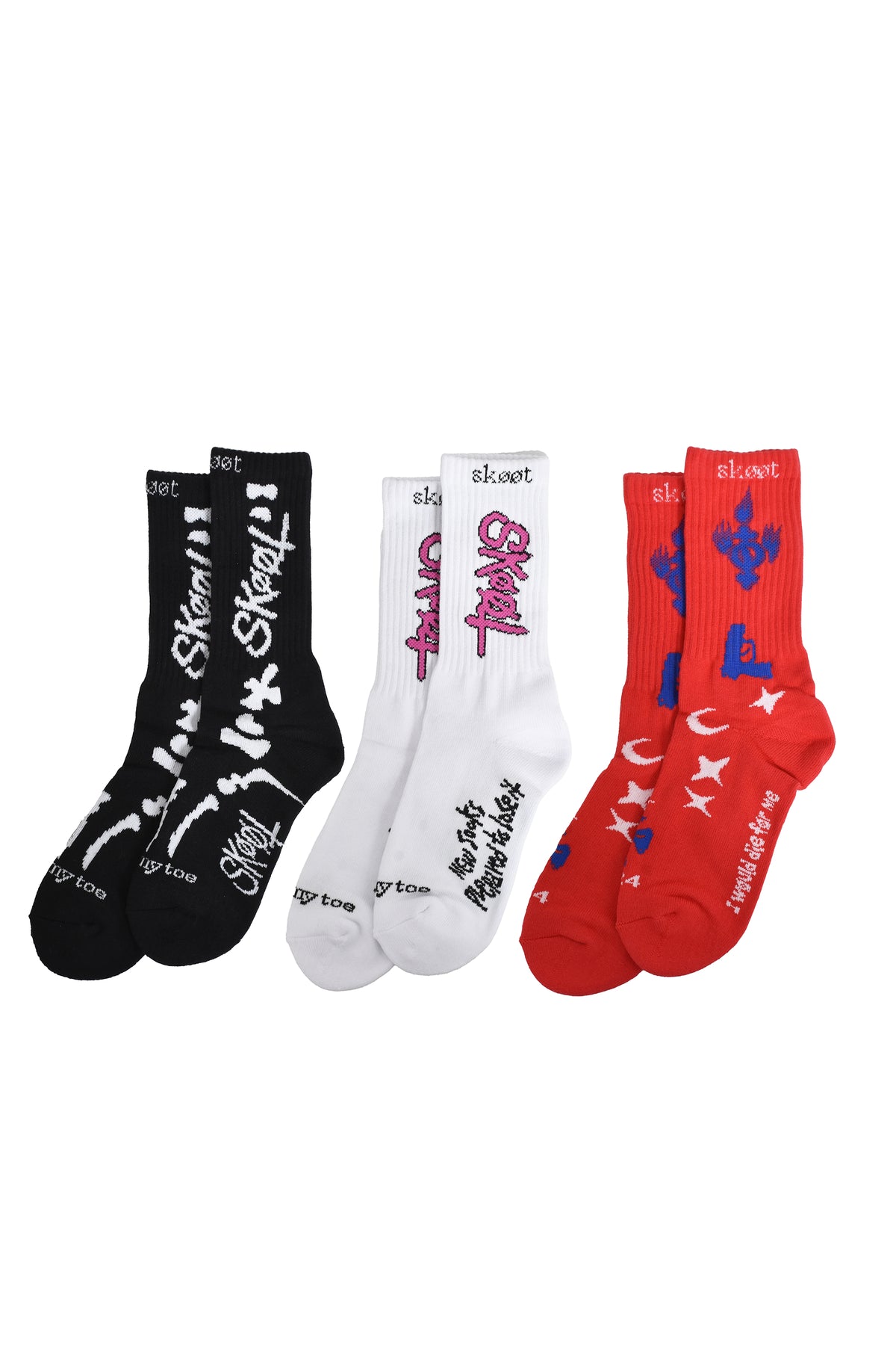 FELONY SOCKS (3 PACK) / WHT BLK RED