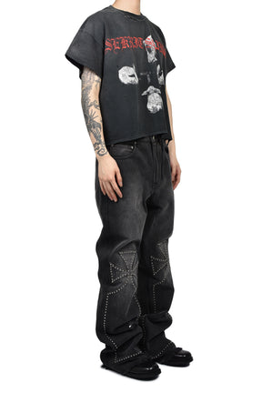 STUDDED CHOPPER CARPENTER PANT / VINTAGE BLK