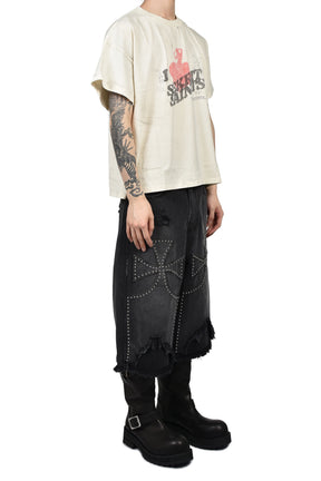 STUDDED CHOPPER SHORTS / BLACK