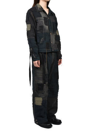 CRUST DAMAGE REPAIR WIDE PANTS / BLK