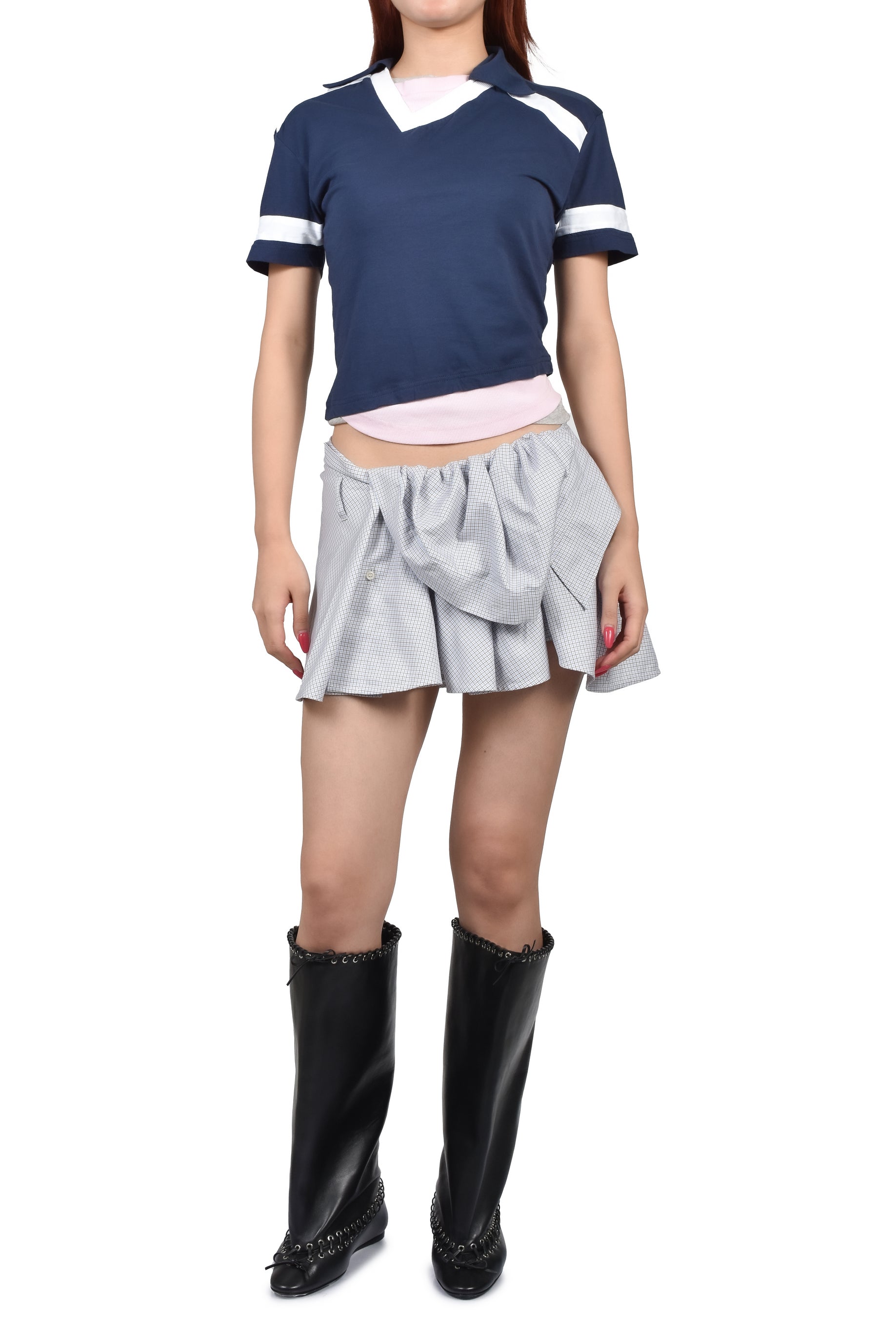 BELTED SHIRT SKIRT / BLU
