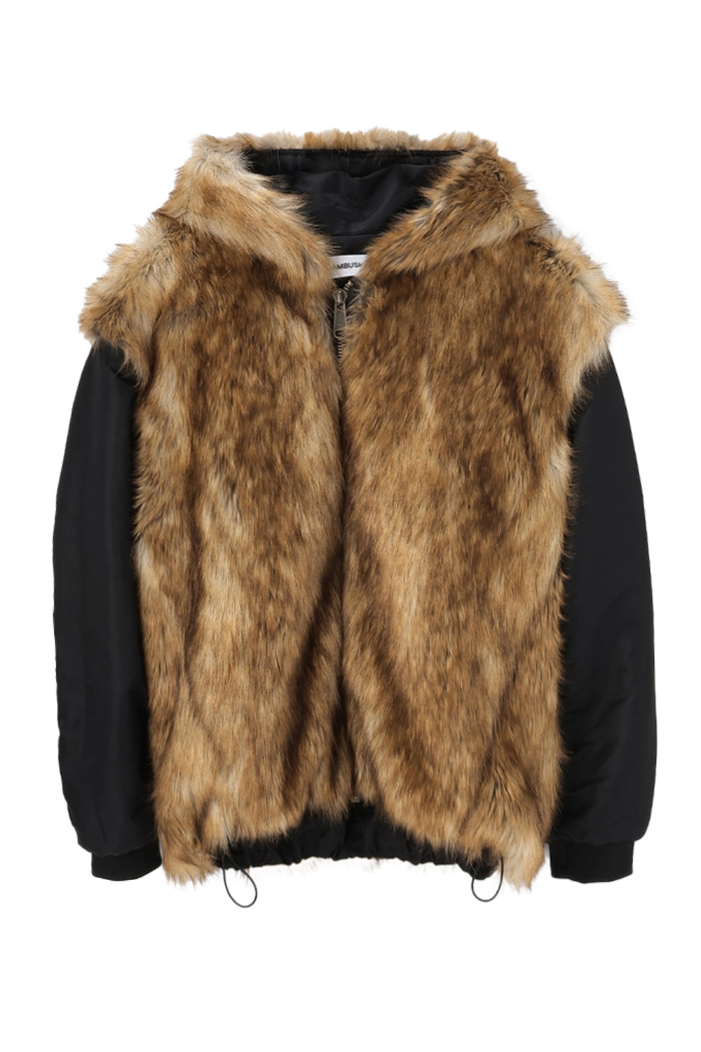 FAKE FUR REVERSIBLE HOODIE JACKET / BLK 