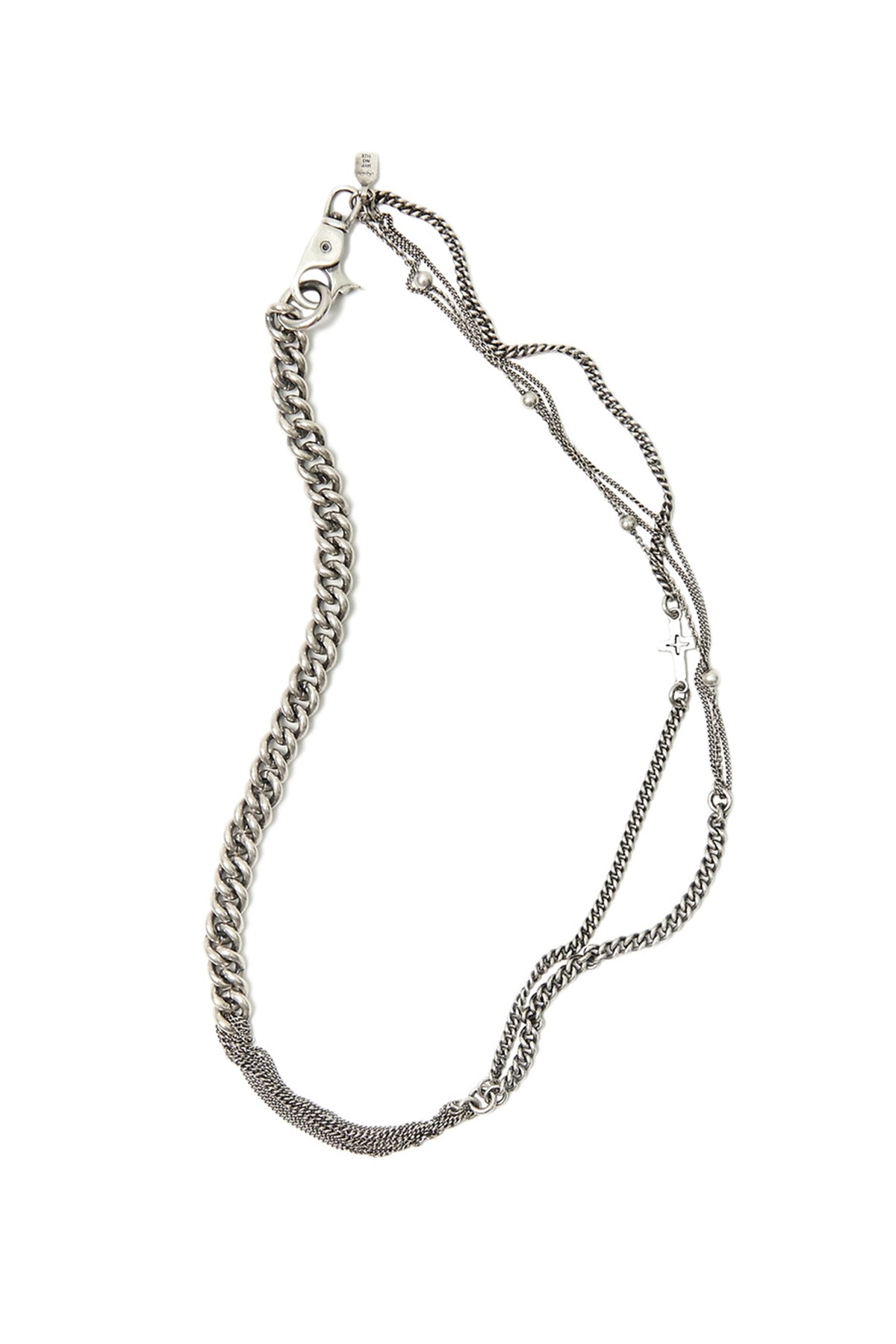 SILVER OVERLAP MIX CHAIN NECKLACE / SIL