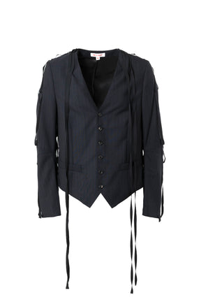 MASU SS23 COLLARLESS BONE JACKET / D.NVY - NUBIAN