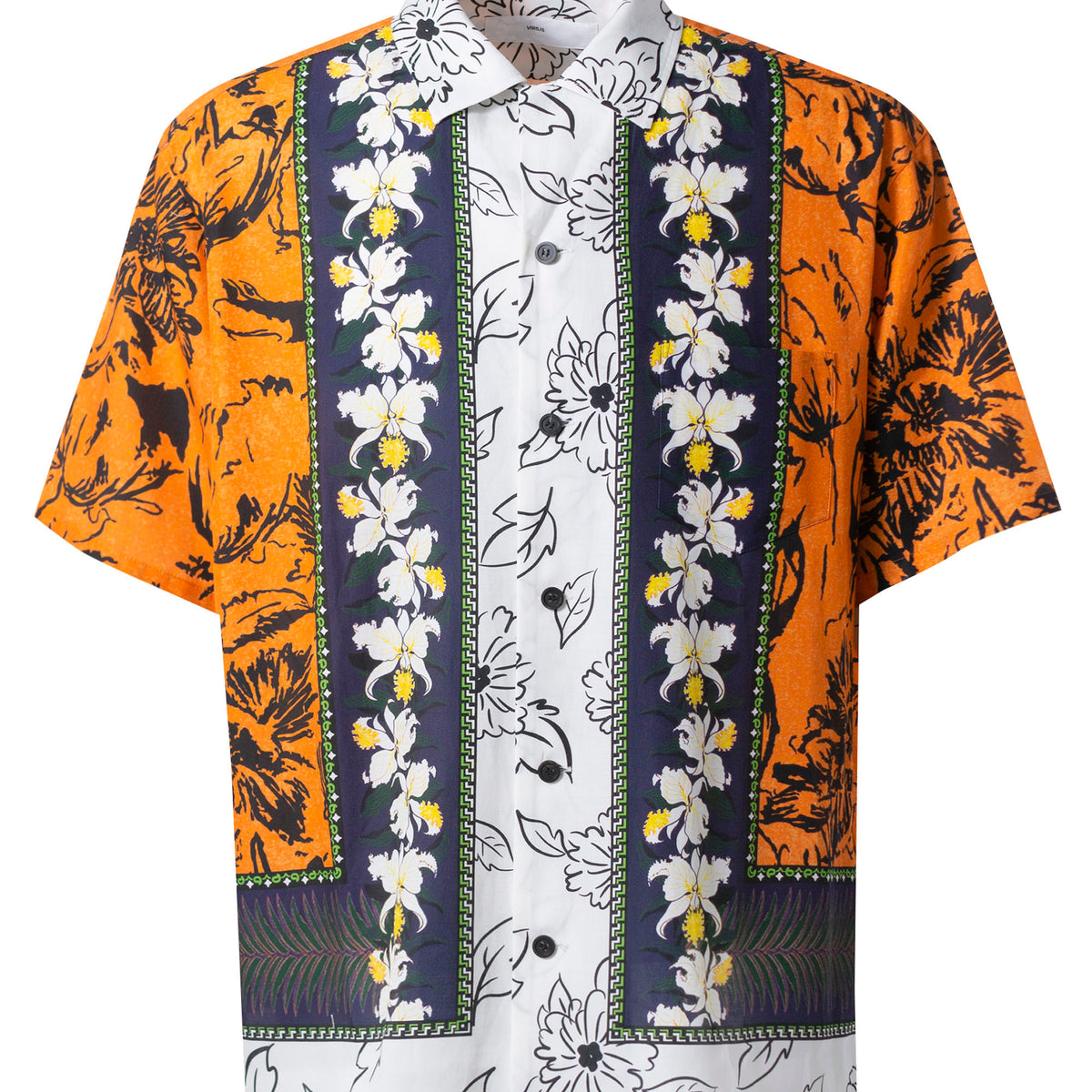 TOGA VIRILIS SS23 CUPRA COTTON TWILL PRINT SHIRT / ORG