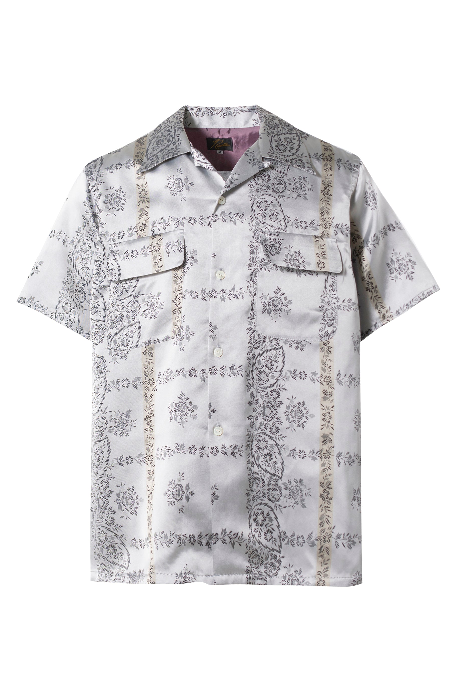 Needles SS23 S/S CLASSIC SHIRT - CUPRA SATEEN FLOWER JQ. / O.WHT