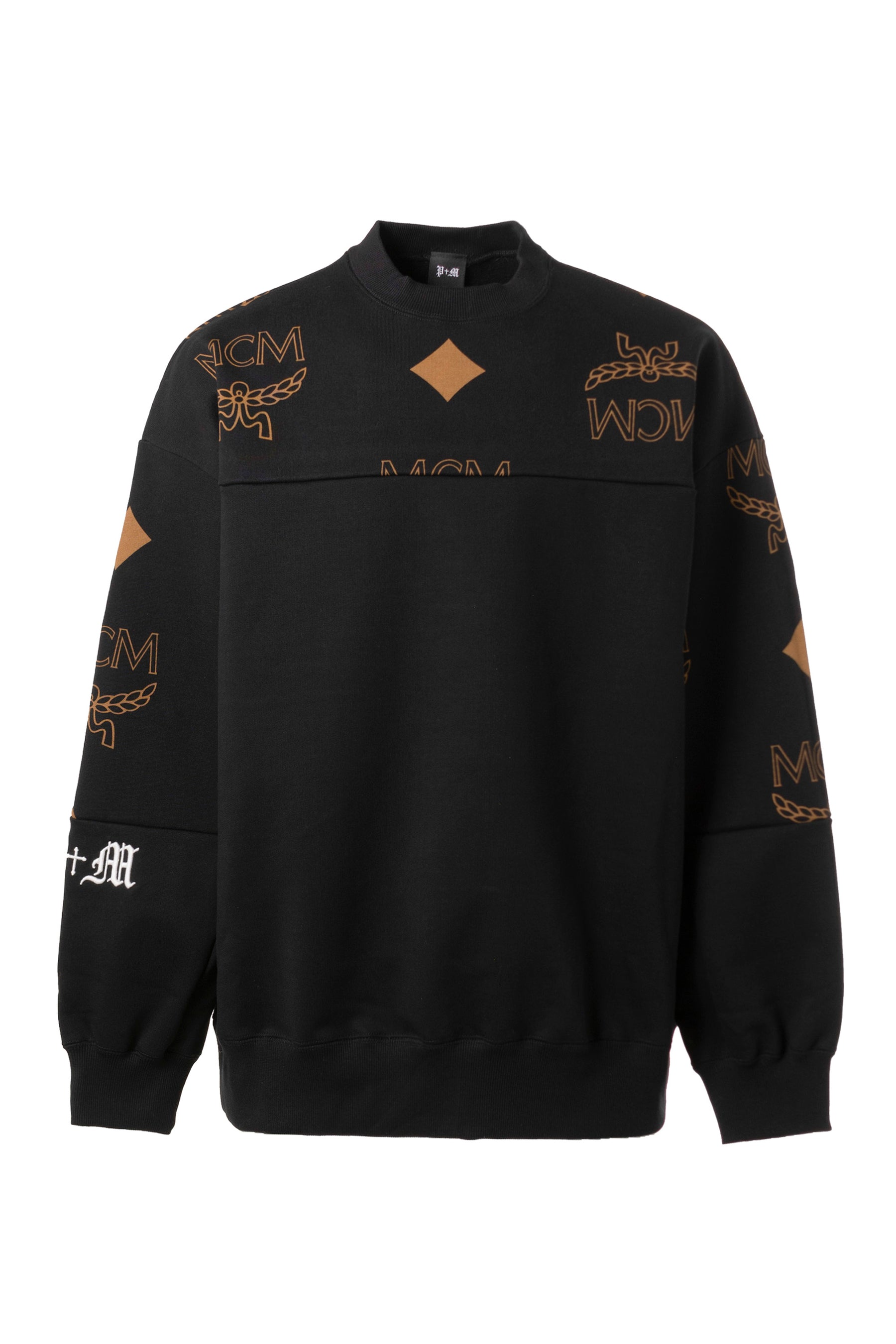 P+M SS23 BIG VISETOS YOKE CREWNECK SWEAT TOP / BLK - NUBIAN