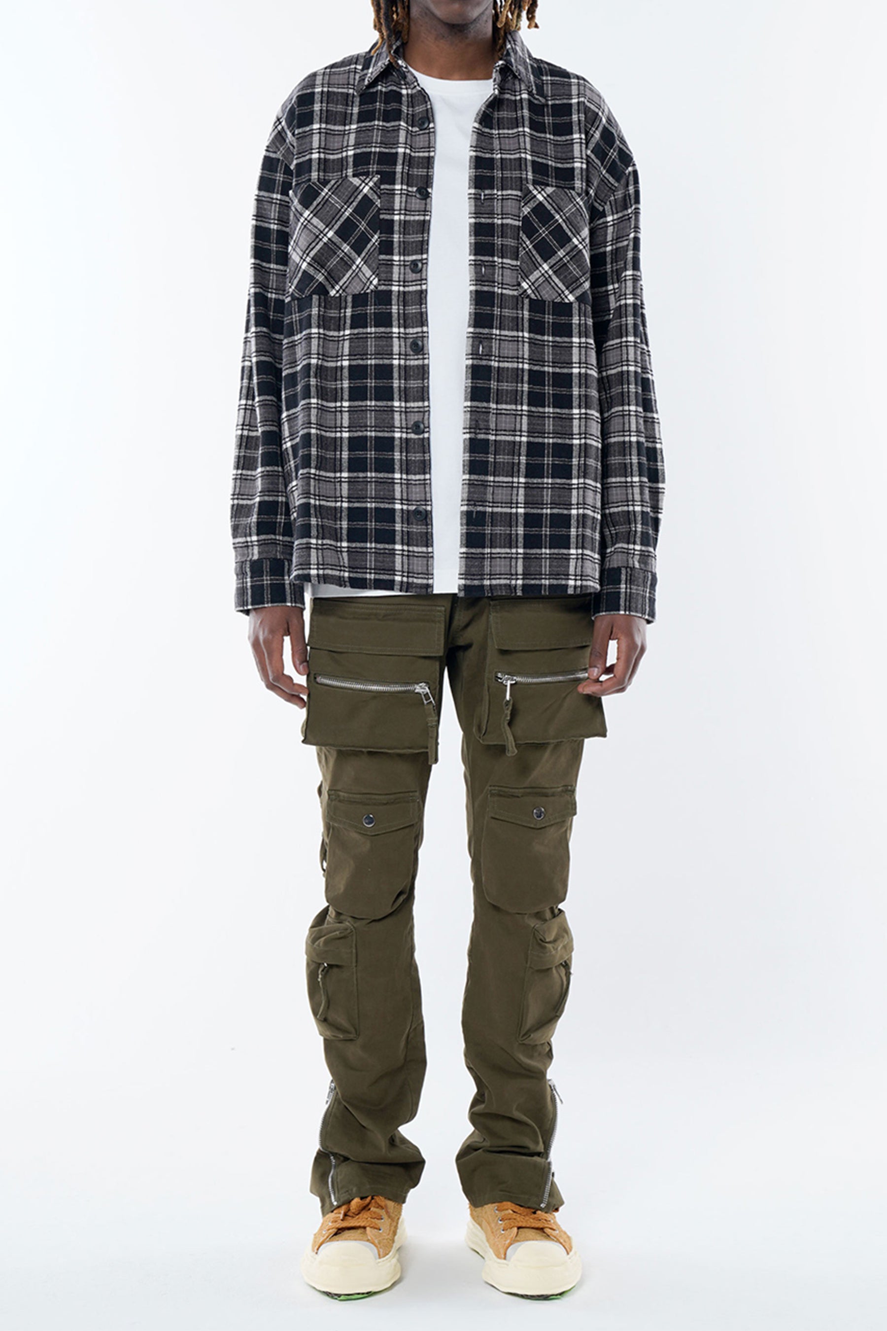 MLVINCE SS23 FLANNEL CHECK SHIRT / BLK -NUBIAN