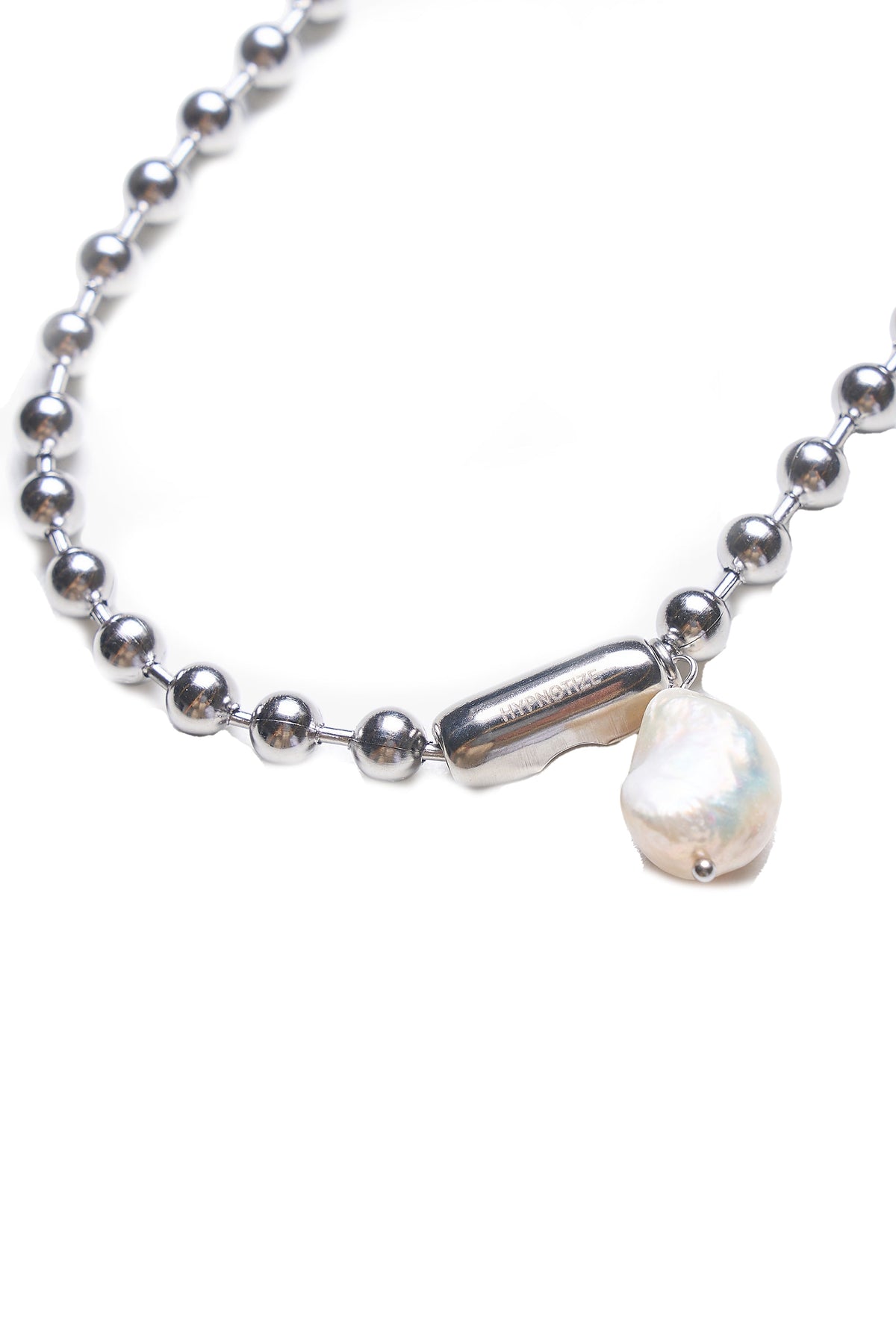 PEARL PENDANT BALL CHAIN NECKLACE / SIL