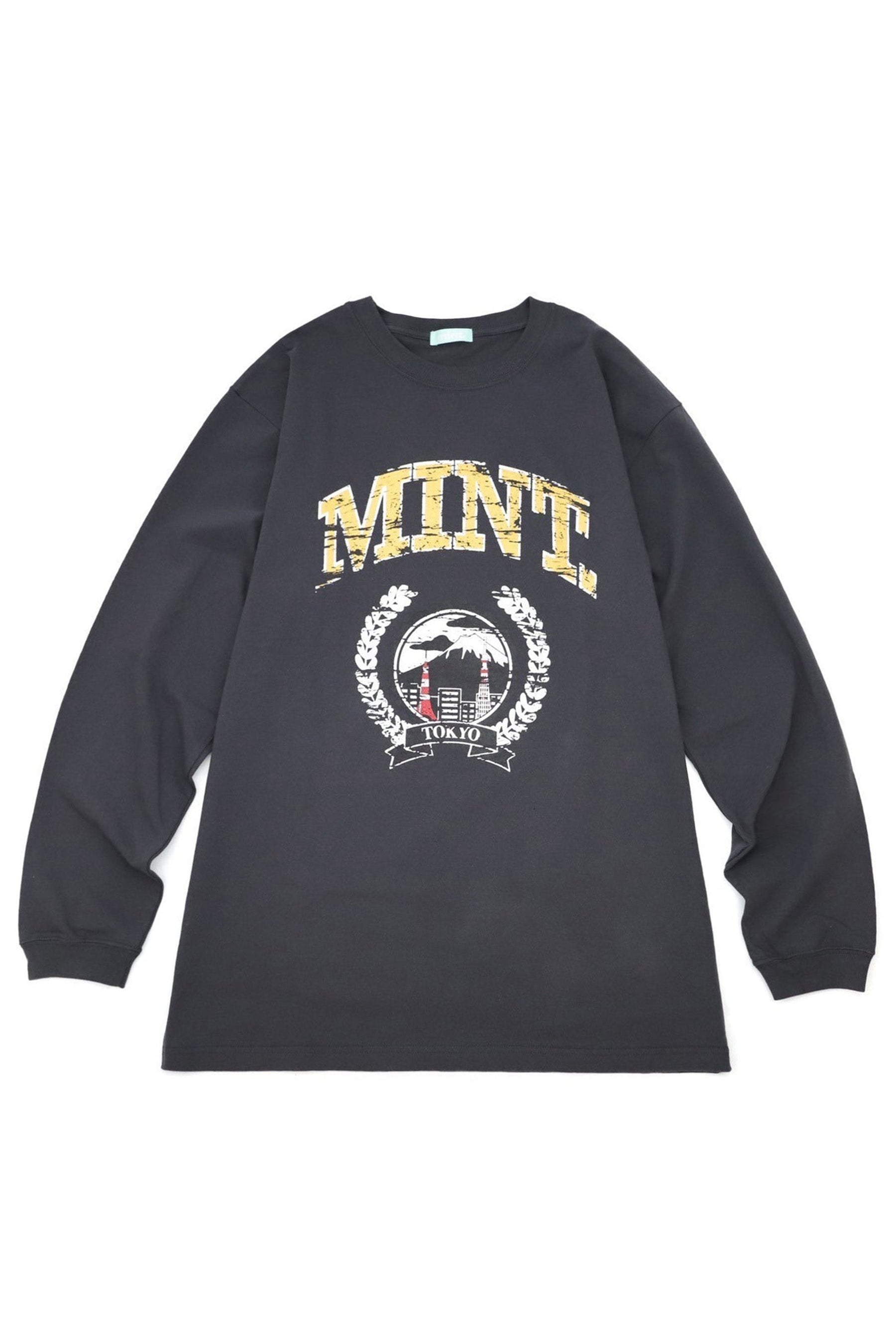 mint college logo vintage l/s t.（NUBIAN EXCLUCIVE） / BLK - NUBIAN