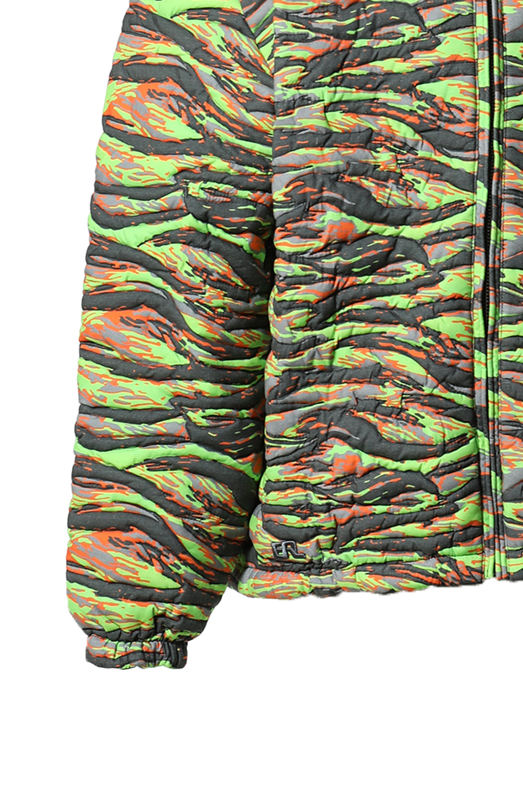 Japanese Quilted Down Snap Bomber Jacket in Tiger Camo