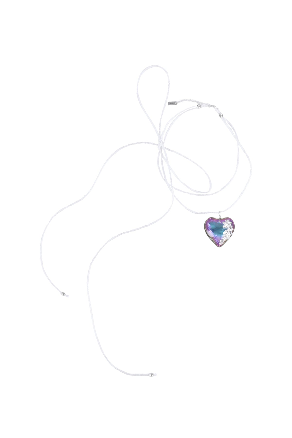 AURORA GLASS HEART NECKLACE(WITH RIBBON)_WHITE / WHT PNK