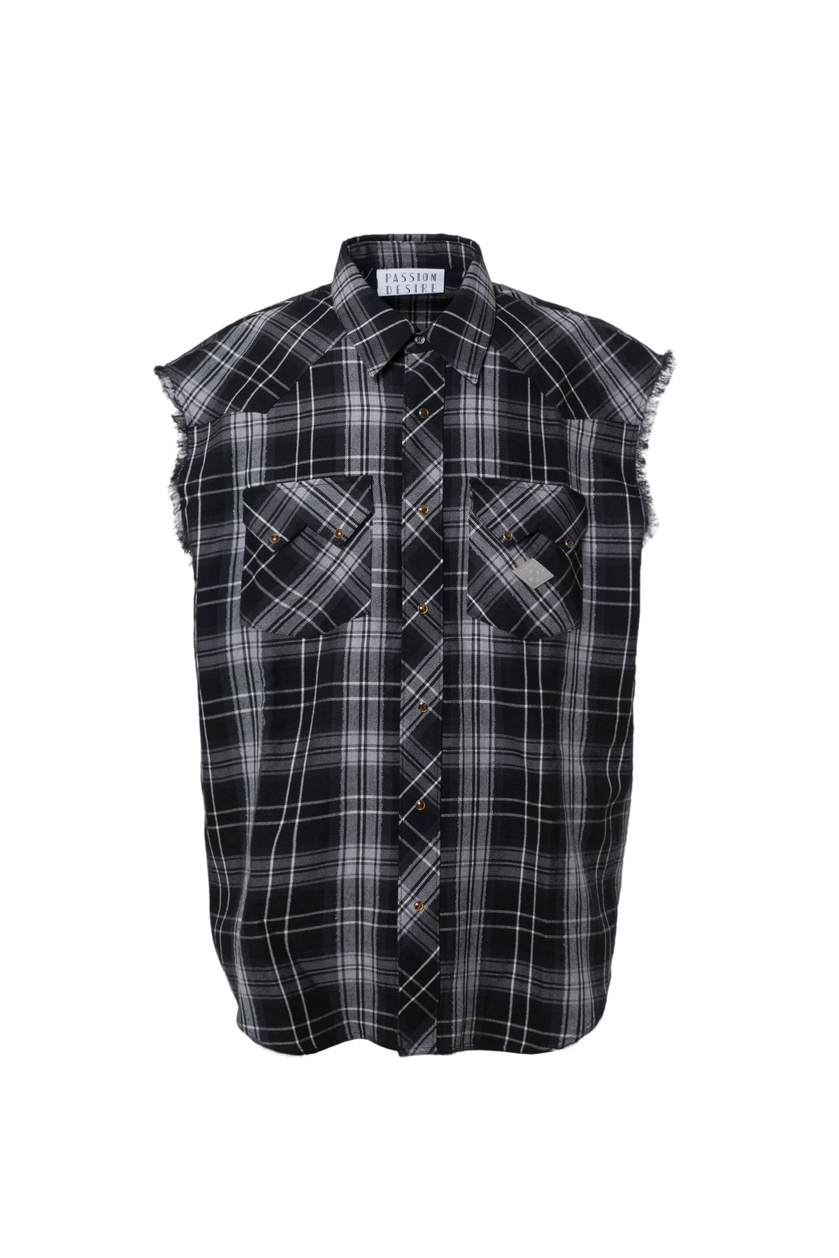 SLEEVELESS CHECK FLANNEL COWBOY SHIRT(Exclusive) / BLK