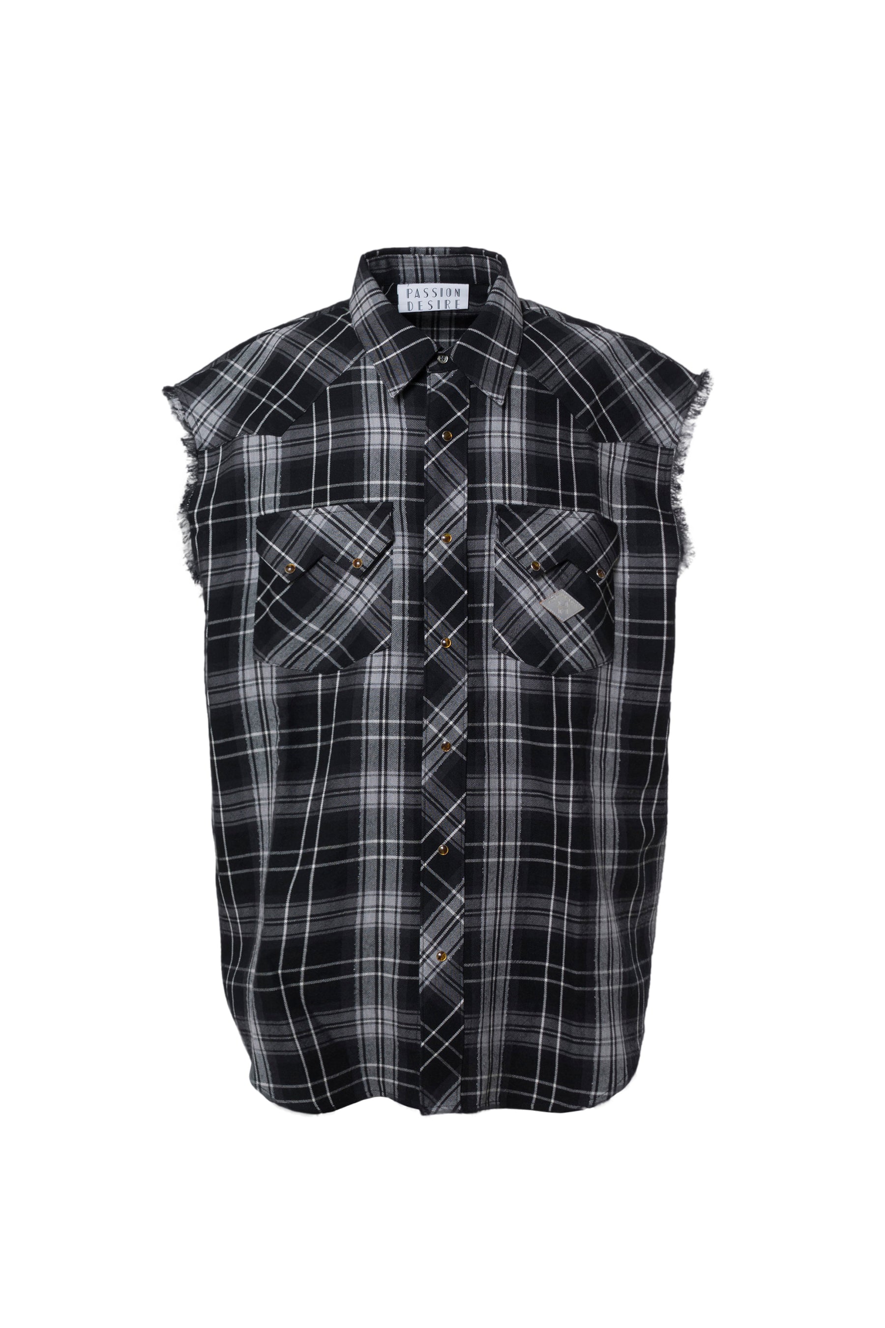 el conductorH SS23 SLEEVELESS CHECK FLANNEL COWBOY SHIRT(Exclusive