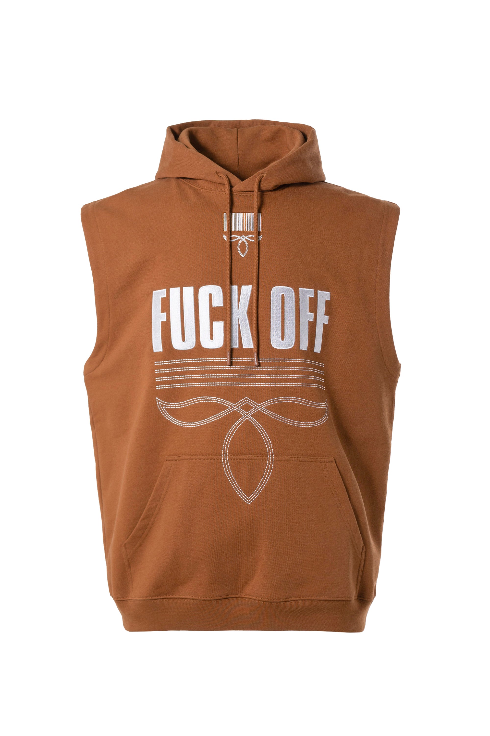 VTMNTS SS23 FUCK OFF SLEEVELESS HOODIE / BRW - NUBIAN