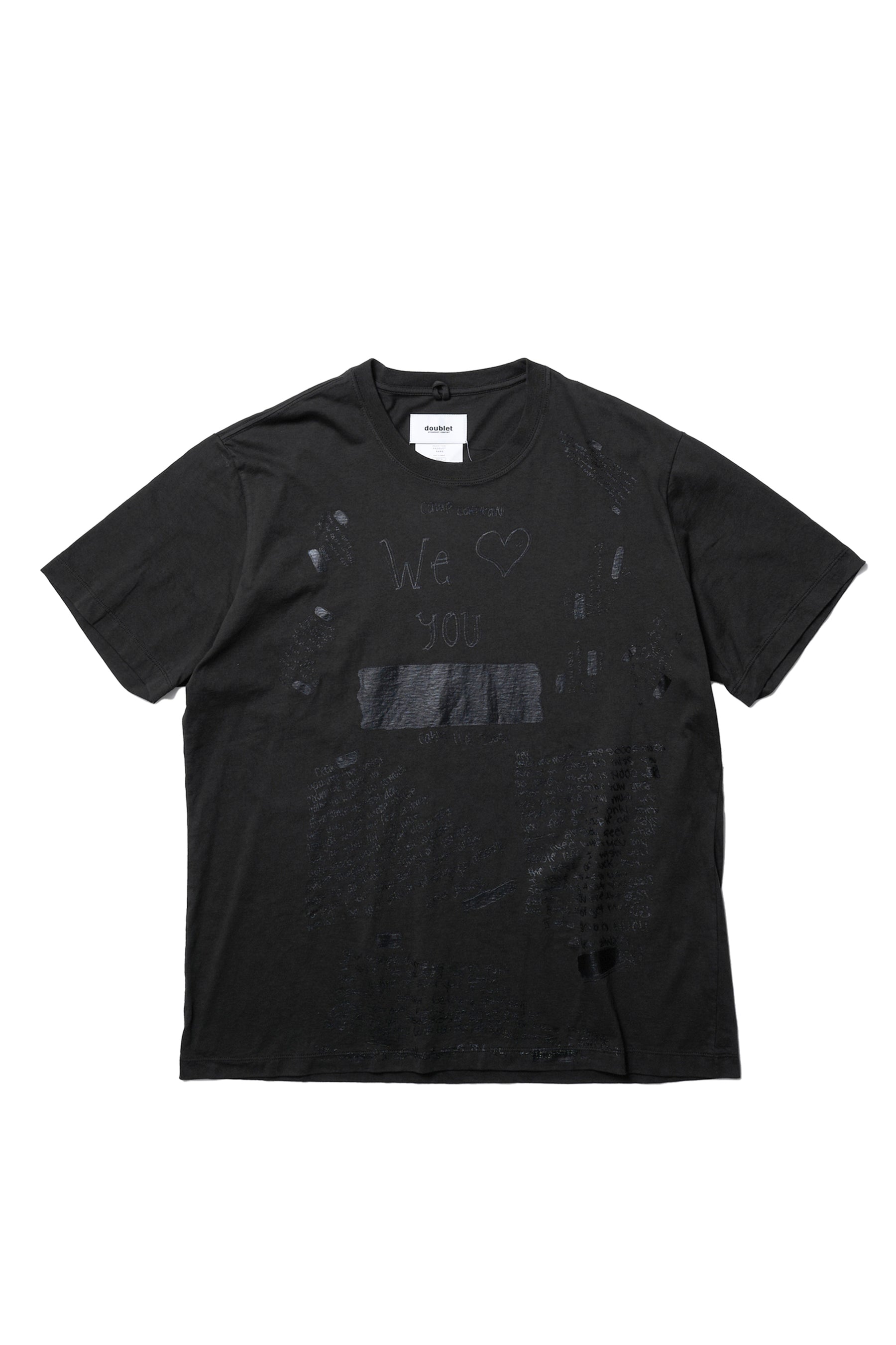 doublet SS23 ANONYMOUS SIGN PRINTED T-SHIRT / BLK - NUBIAN