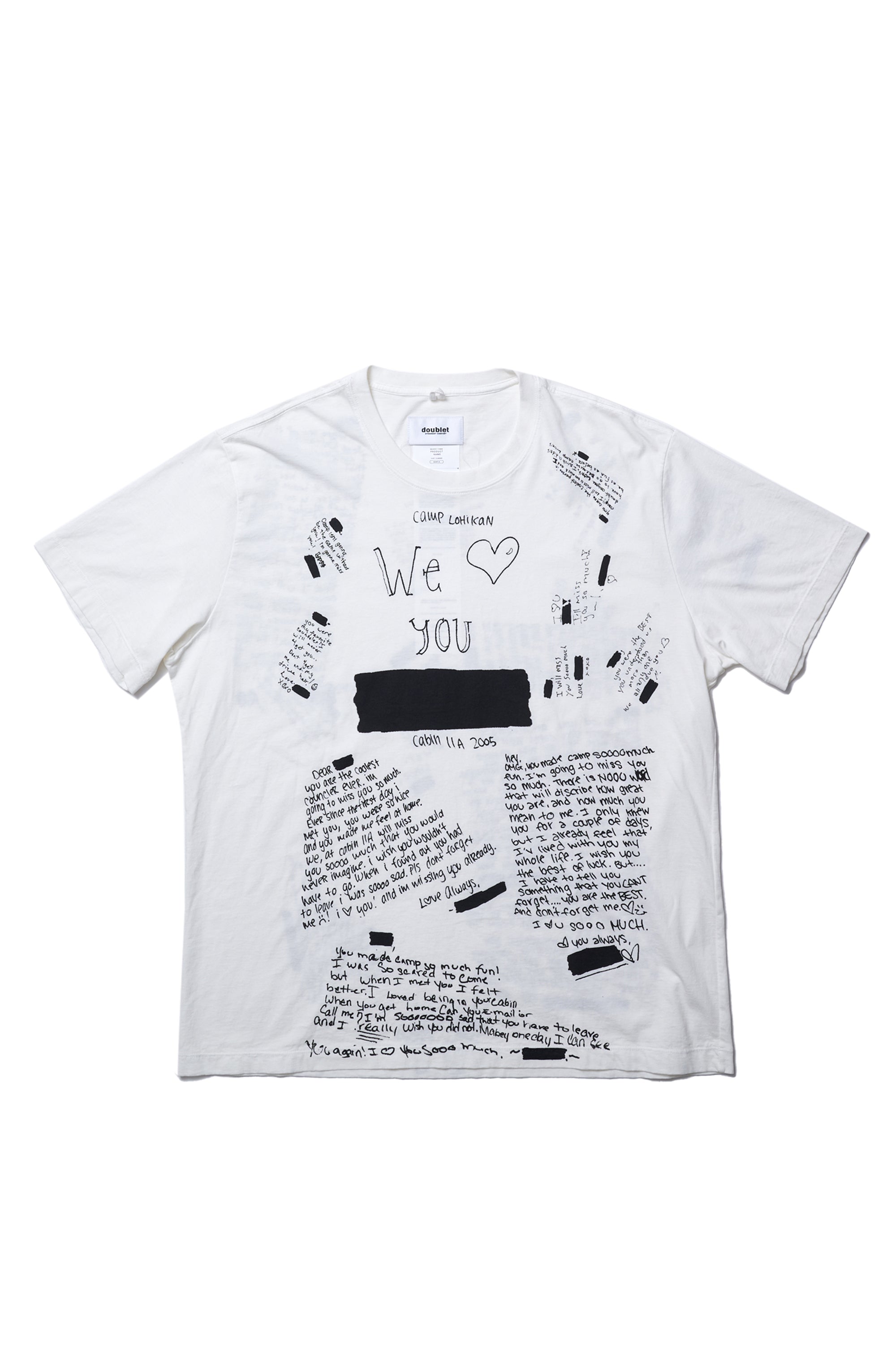 doublet SS23 ANONYMOUS SIGN PRINTED T-SHIRT / WHT