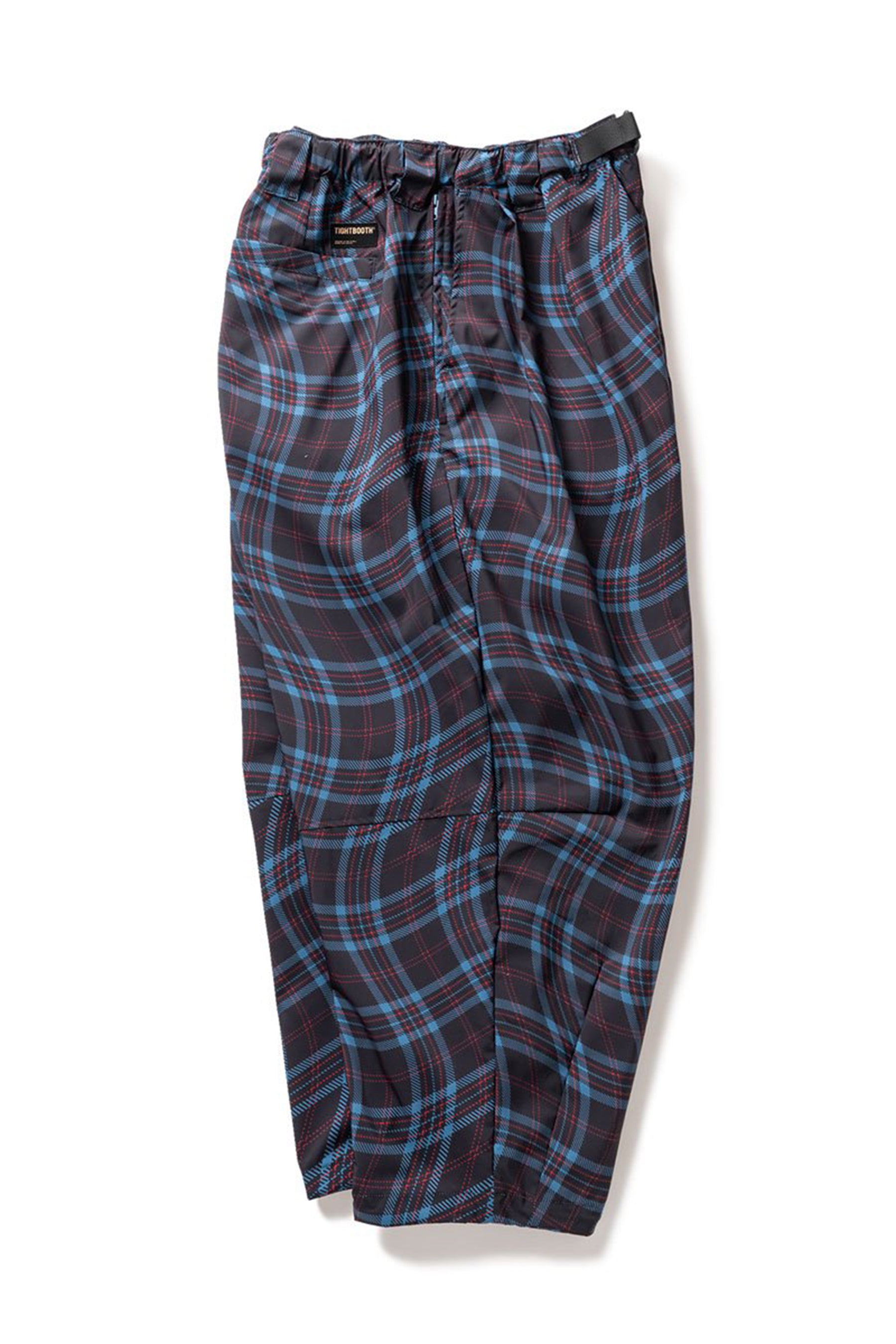 TIGHTBOOTH SS23 WAVEY PLAID BALLOON PANTS / NAV - NUBIAN