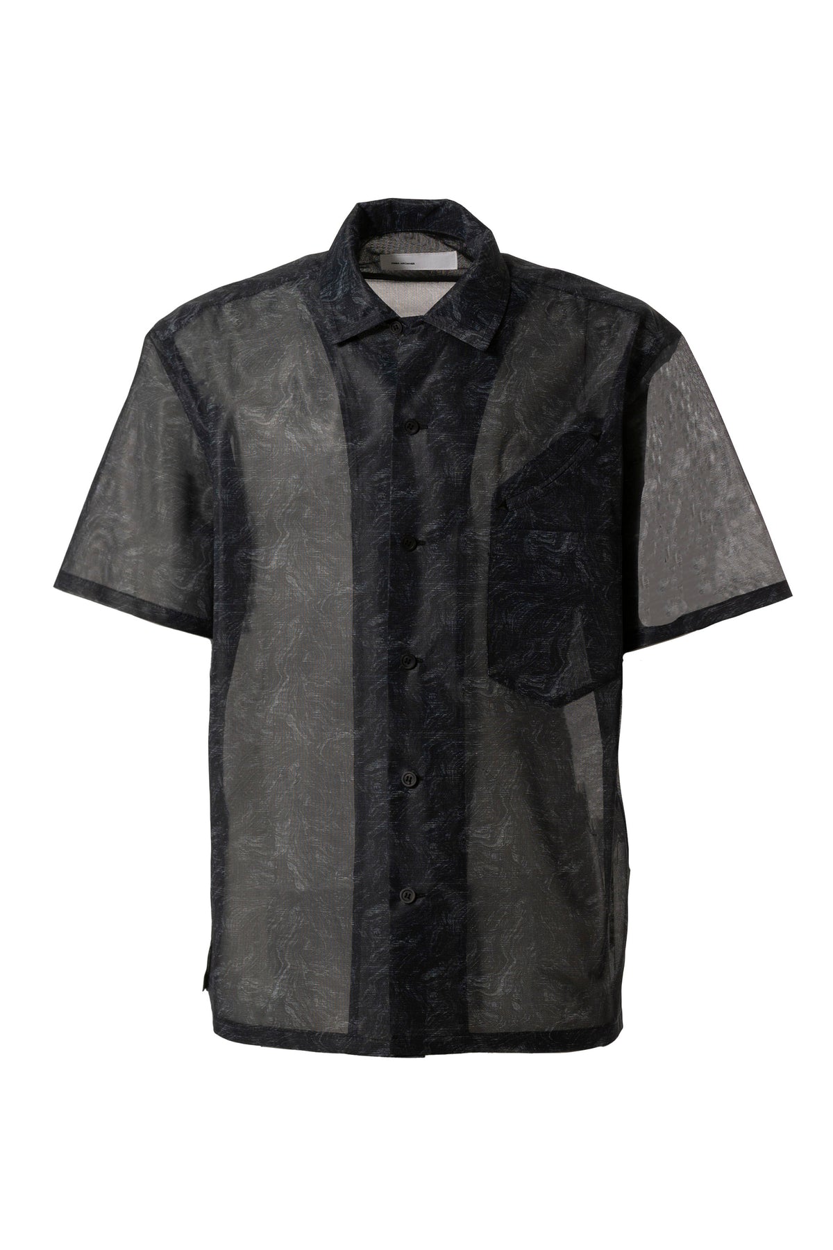 TOGA ARCHIVES MESH MARBLE PRINT S/S SHIRT / BLK