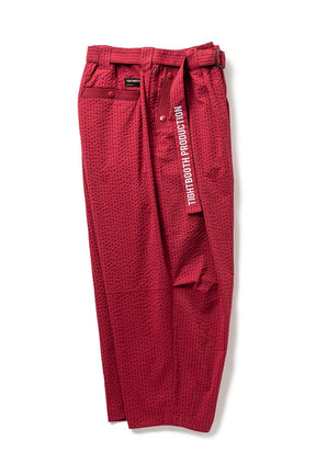 TIGHTBOOTH SS23 STRIPE SEERSUCKER BALLOON PANTS / RED - NUBIAN