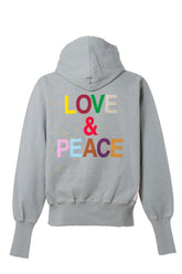 BASIC HOODIE "LOVE & PEACE" / GRY