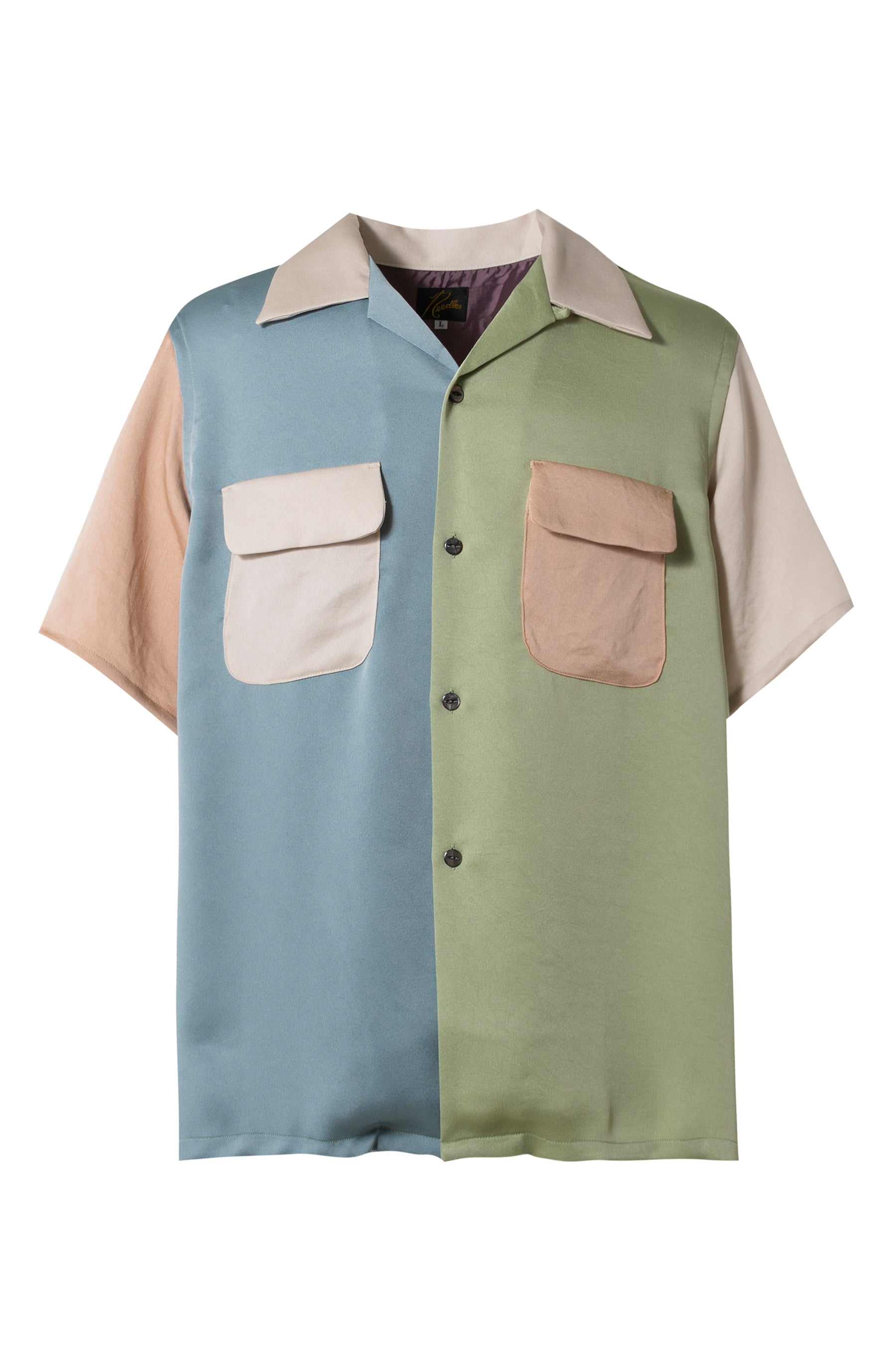 Needles SS23 S/S CLASSIC SHIRT - POLY SATEEN / MULTI COLOUR / L