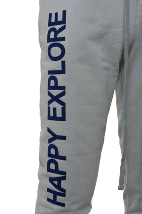 BASIC SWEAT PANTS "HAPPY EXPLORE" / GRY