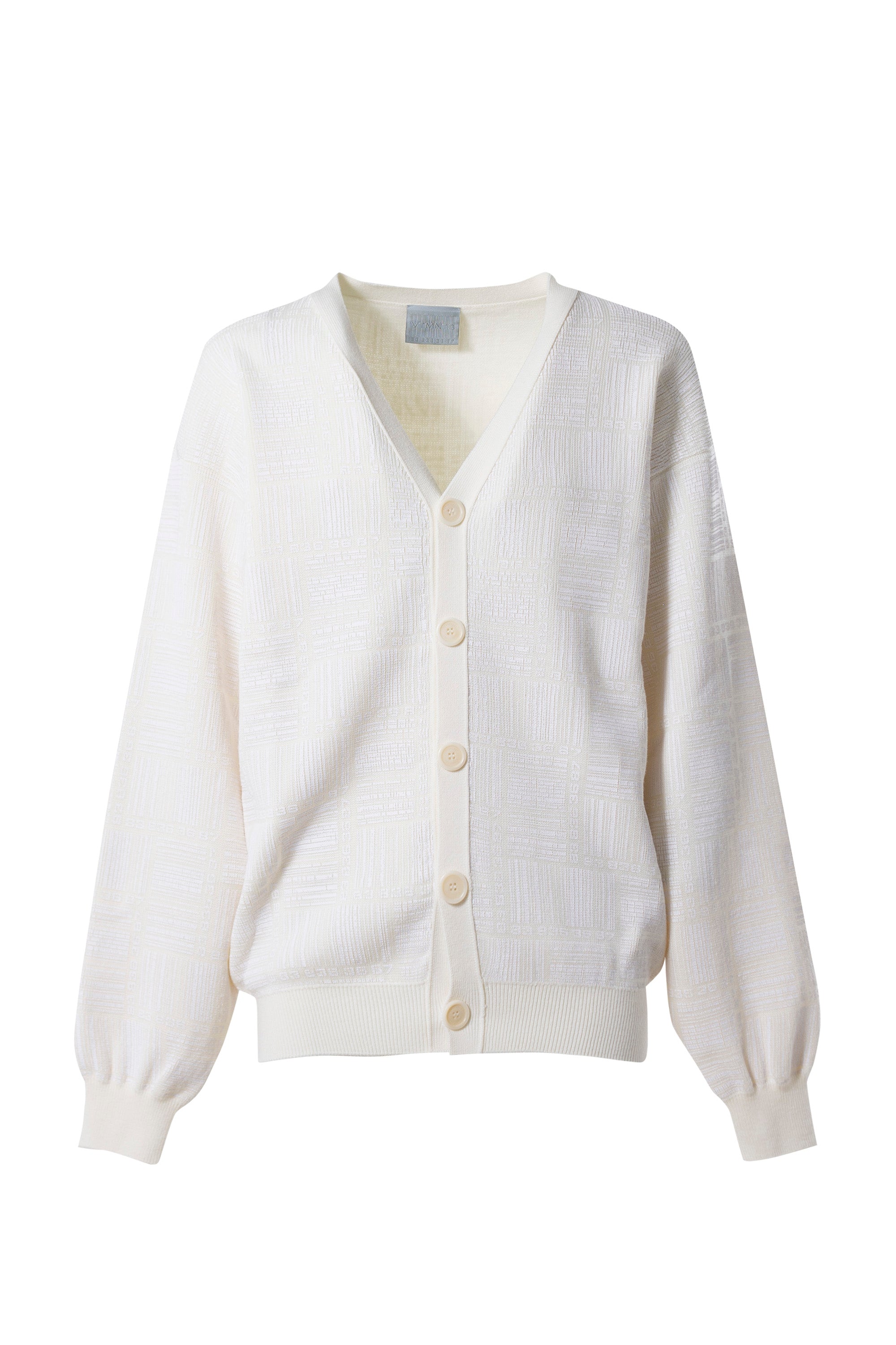 VTMNTS SS23 BARCODE MONOGRAM CARDIGAN / WHT - NUBIAN