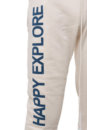 BASIC SWEAT PANTS "HAPPY EXPLORE" / OAT