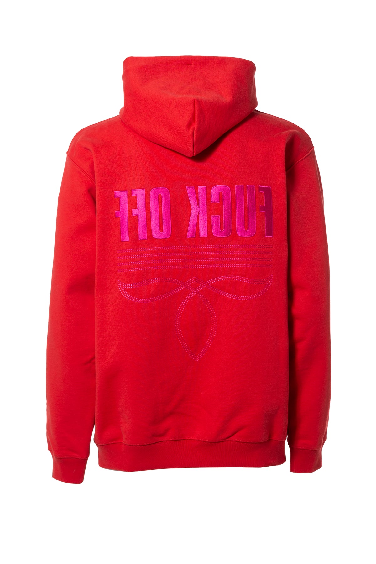 FUCK OFF FULLY EMBROIDERED HOODIE / RED