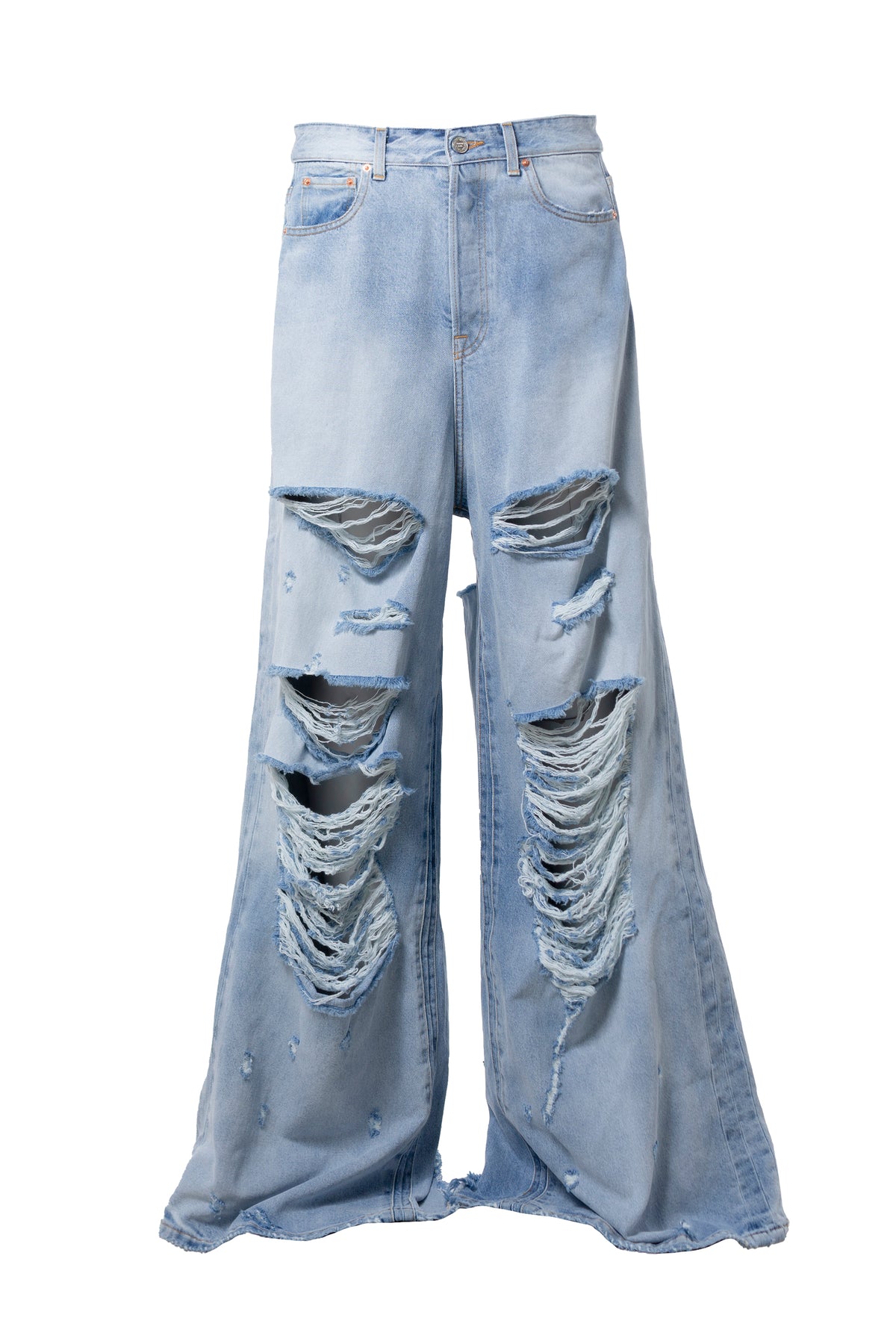 Damaged overdyed loose denim pants Lサイズ - デニム