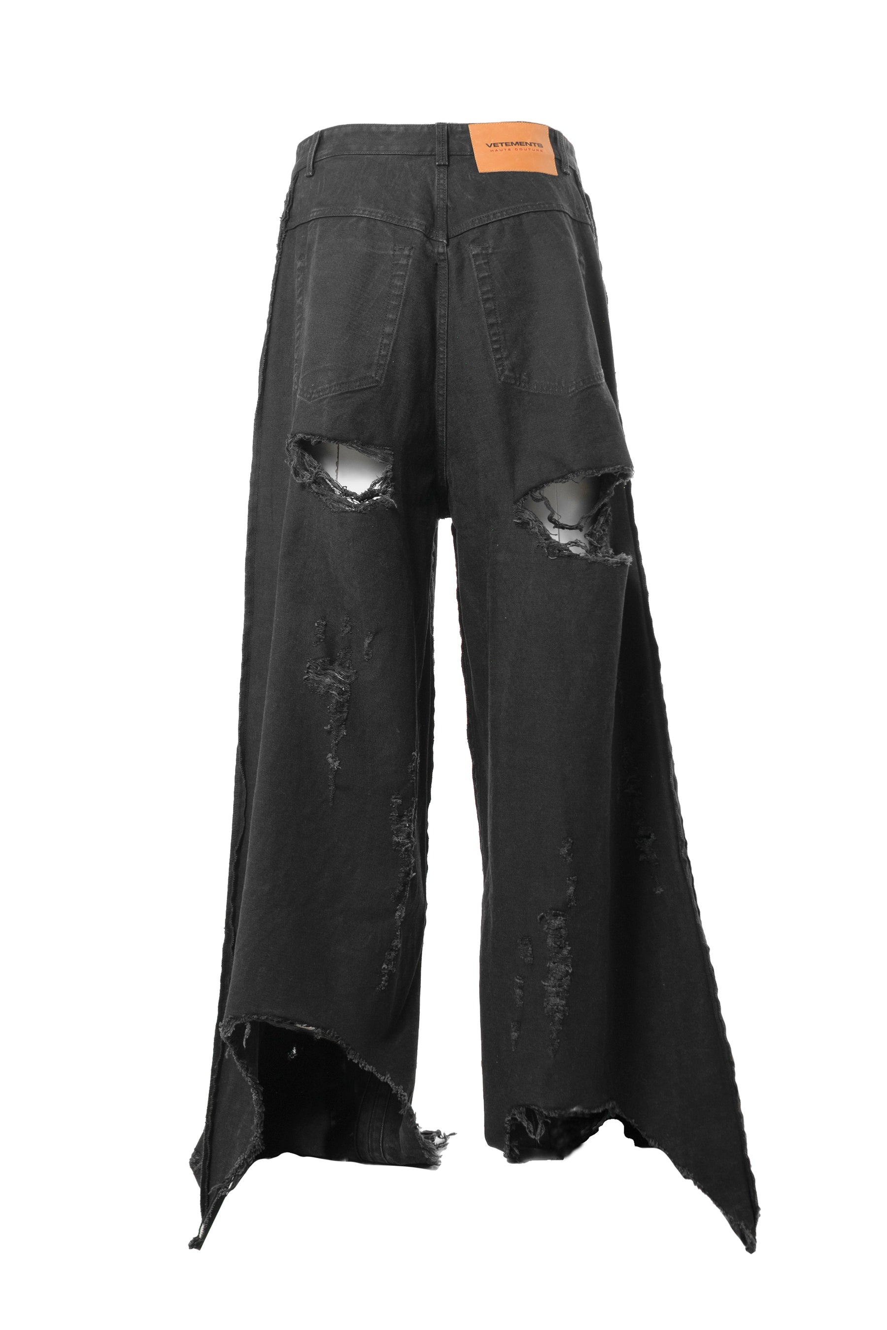 VETEMENTS SS23 DESTROYED INSIDE-OUT BAGGY JEANS / BLK -NUBIAN